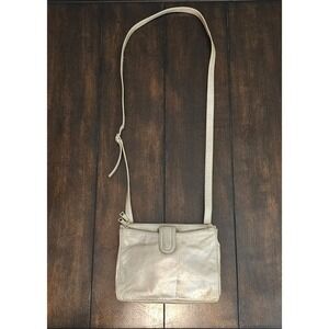 HOBO Goldie Leather Crossbody Bag Metallic Gold Magnetic Closure Adjustable